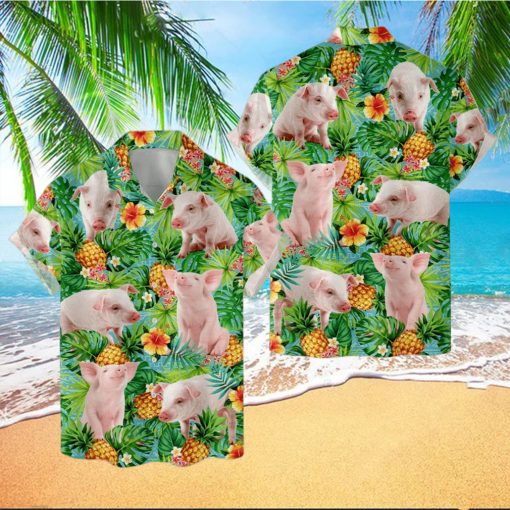 Tropical Pig Hawaiian Shirts For Men Women  Pig Lover Aloha Summer Beach Animal Shirt