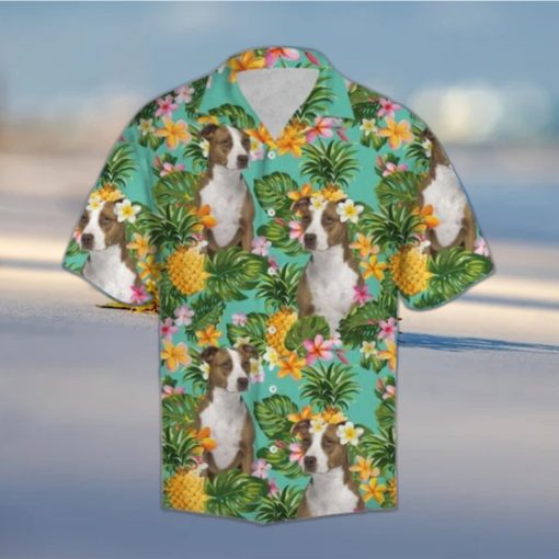 Tropical Pineapple American Pit Bull Terrier Hawaiian Shirt Summer Button Up