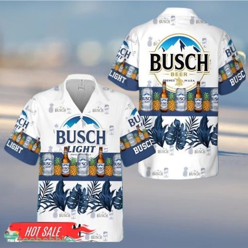 Tropical Pineapple Busch Light Short Sleeve Hawaiian Shirt