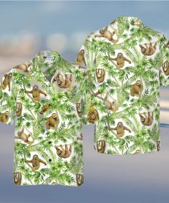 Tropical Sloth Seamless Pattern Hawaiian Shirt