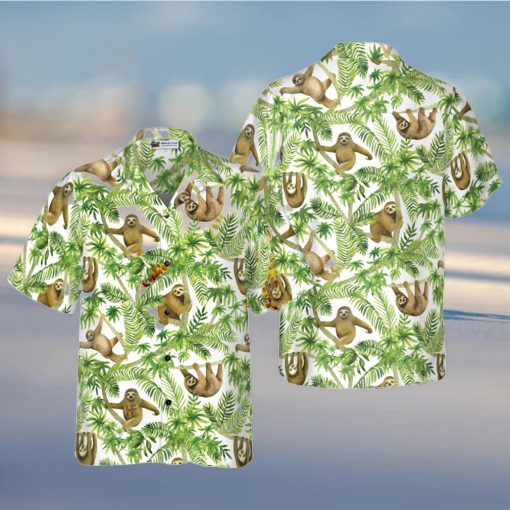 Tropical Sloth Seamless Pattern Hawaiian Shirt