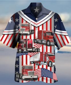 Truck USA Flag Trucker Hawaiian Shirt