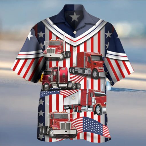 Truck USA Flag Trucker Hawaiian Shirt