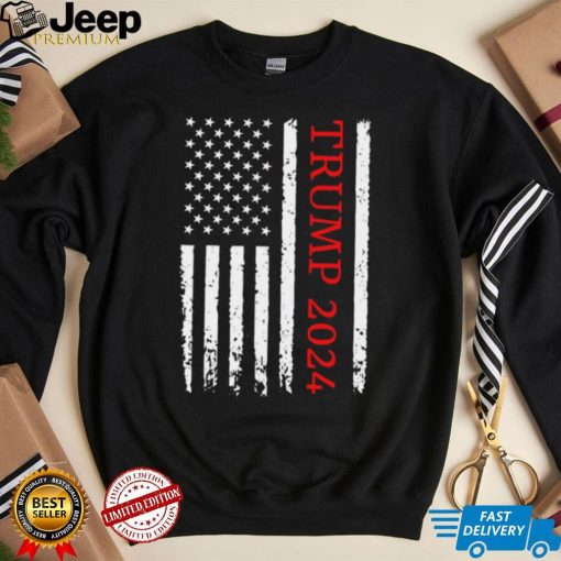 Trump 2024 T shirt, Trump 2024 Vintage American Flag, Trump Supporter T shirt