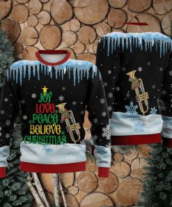 Trumpet Joy Love Peace Believe Christmas Sweater Trending For Men And Women Gift Holidays