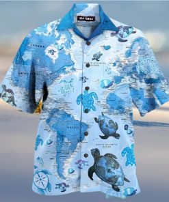 Turtle Blue Map Hawaiian Shirt