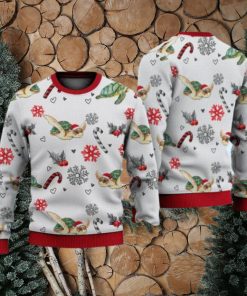 Turtle Christmas Pattern Sweater Christmas Knitted Print Sweatshirt