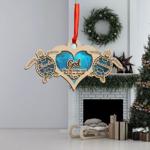 Turtle Heart Personalized Suncatcher Ornament