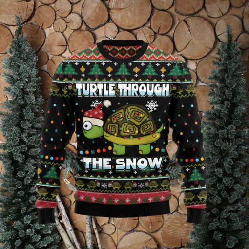 Turtle Through The Snow Funny Family Ugly Christmas Sweater