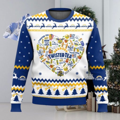 Twisted Tea Heart All Over Printed Ugly Christmas Sweater Trending Xmas Christmas Gift