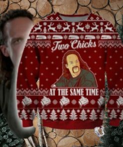 Two Chicks At The Same Time For Unisex Ugly Christmas Sweater