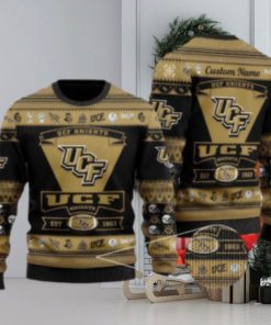 UCF Knights Football Team Logo Ugly Christmas 3D Sweater Party Custom Name