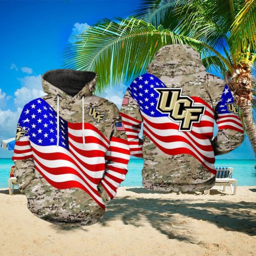 UCF Knights NCAA US Flag Camo Veteran 3D Printed Hoodie