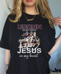 UConn Huskies In My Veins Jesus In My Heart T Shirt