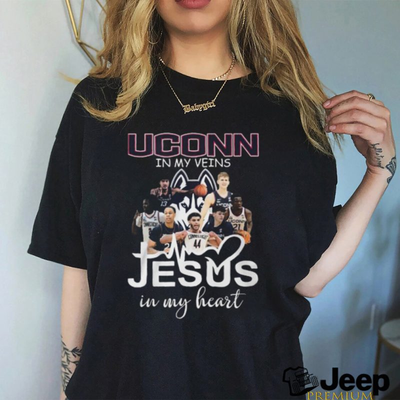 UConn Huskies In My Veins Jesus In My Heart T Shirt