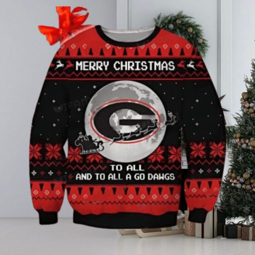 UGA Ugly Christmas Sweater Black To All A Go Dawgs Georgia Bulldogs Gift