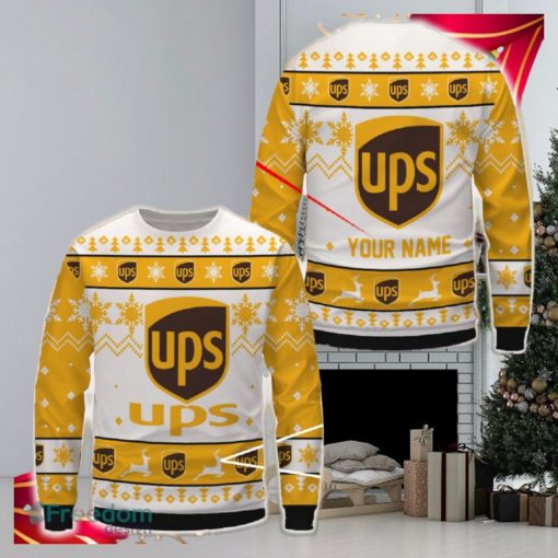 UPS Logo Brands Ugly Christmas Sweater Gift Holidays Custom Name