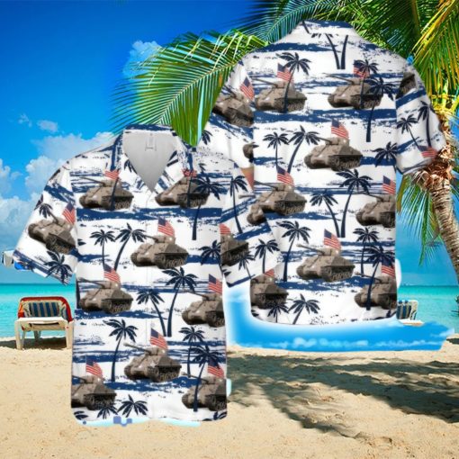 US Army M4A3 76 W HVSS Palm Tree Tropical Short Sleeve Hawaiian Shirt