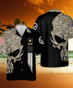 US Army US Veteran Camo Pattern Skull Hawaiian Shirt Summer Gift For Men And Women