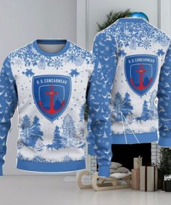 US Concarneau Big Logo Pine Trees Big Fans Gift Christmas Sweater For Men And Women