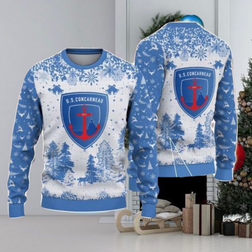 US Concarneau Big Logo Pine Trees Big Fans Gift Christmas Sweater For Men And Women