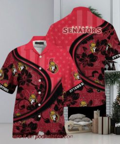 US Flag Design Custom Summer Aloha Shirt, Ottawa Senators NHL