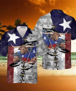 US Flag Longhorn Texas Hawaiian Shirts