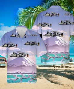 US Navy E 2C Hawkeyes Of VAW 115 Liberty Bells Flying By Mount Fuji, Japan Hawaiian Shirt Beach Lover Gift