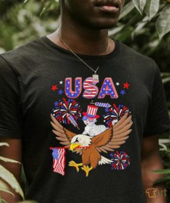 USA Cute Cat Sunglasses Riding Eagle 4th Of July 2023 shirt