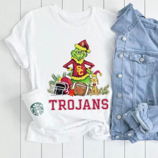 USC Trojans Grinch and Max dog funny Christmas shirt