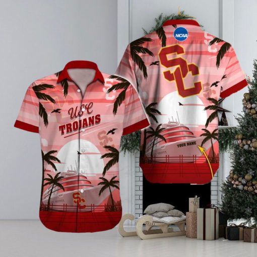USC Trojans NCAA Hibiscus Custom Name Hawaiian Shirt Beach For Men Women Gift For Fans