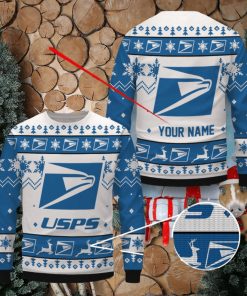 USPS Ugly Christmas Sweater 3D Xmas Gift Ideas For Fans Custom Name