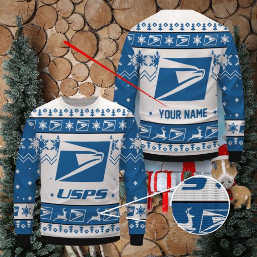 USPS Ugly Christmas Sweater 3D Xmas Gift Ideas For Fans Custom Name