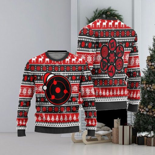 Uchiha Sharingan Anime Ugly Christmas Sweater, Naruto Xmas Gift, Custom Ugly Christmas Sweater