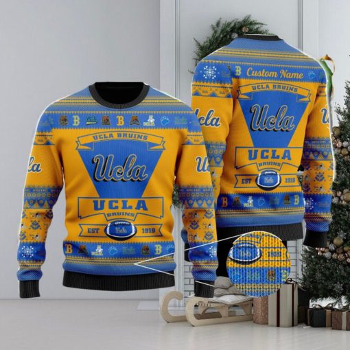 Ucla Bruins Football Team Logo Custom Name Personalized Ugly Christmas Sweater Christmas Gift For Big Fans