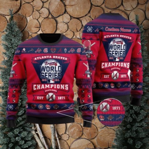 Ugly Atlanta Braves 2022 World Series Trophy Custom For Christmas Ugly SweaterAtlanta 3DAtlanta Gift