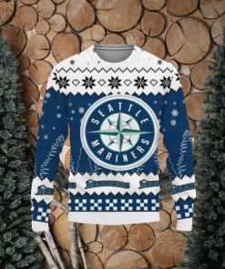 Ugly Christmas Sweater Snow Team Logo Seattle Mariners Unisex Gifts For Fan