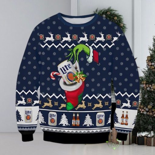 Ugly Grinch Christmas Sweater The Hand Miller Lite Beer 3D Ugly Christmas Sweater Xmas 3D Printed Christmas Sweater Gift