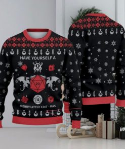 Ugly Have Yourself A Merry Little Crit Mas Ugly Christmas Sweatshirt Dungeons And Dragons Xmas Sweater