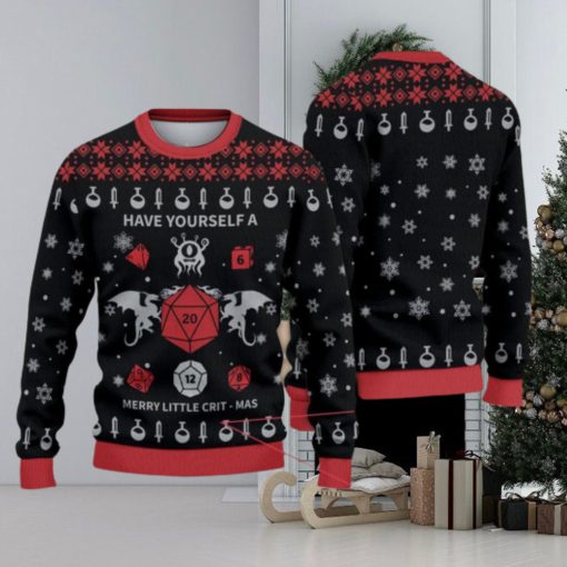 Ugly Have Yourself A Merry Little Crit Mas Ugly Christmas Sweatshirt Dungeons And Dragons Xmas Sweater