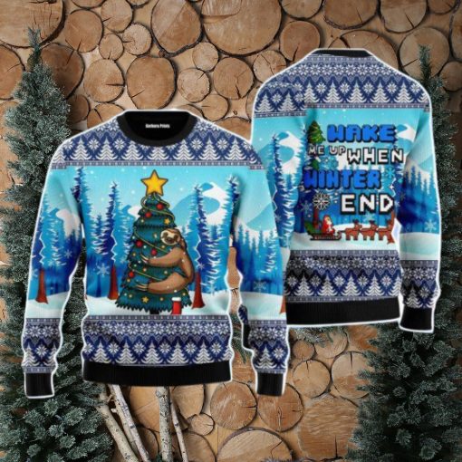 Ugly Sloth Wake Up When Winter Ends Christmas Unisex Ugly Sweater