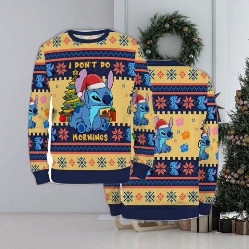 Ugly Sweater Christmas Xmas Stitch Cartoon Unisex Men Women I Dont Do Mornings 3D Sweater