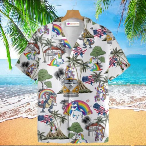 Unicorn American Flag Hawaiian Shirt