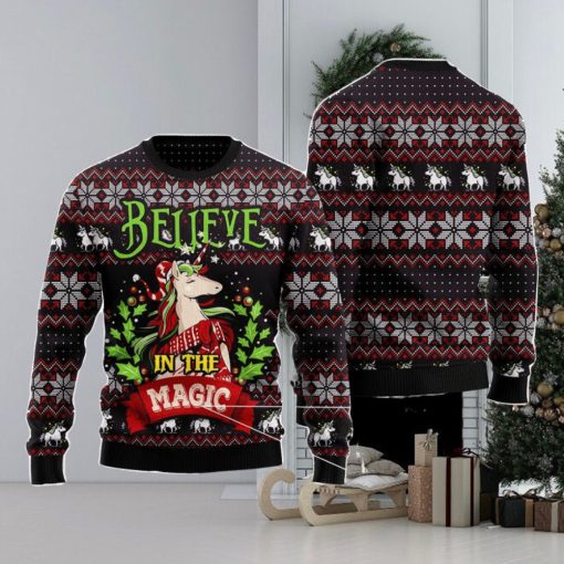 Unicorn Believe In The Magic Ugly Christmas Sweater Christmas Noel Gift