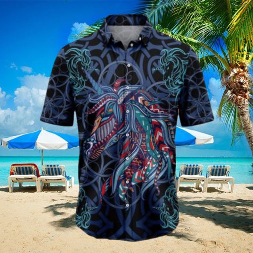 Unicorn Blue Mandala Tropical Hawaiian Shirt Gift For Men And Women