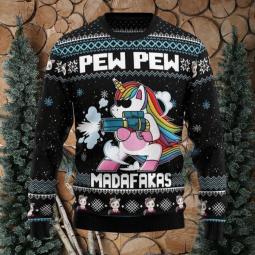 Unicorn Pew Pew Pew Pew Sweater Xmas Sweater Christmas Gift Unisex Sweater Gift Ugly Sweater