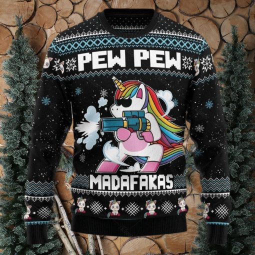 Unicorn Pew Pew Ugly Christmas Sweater