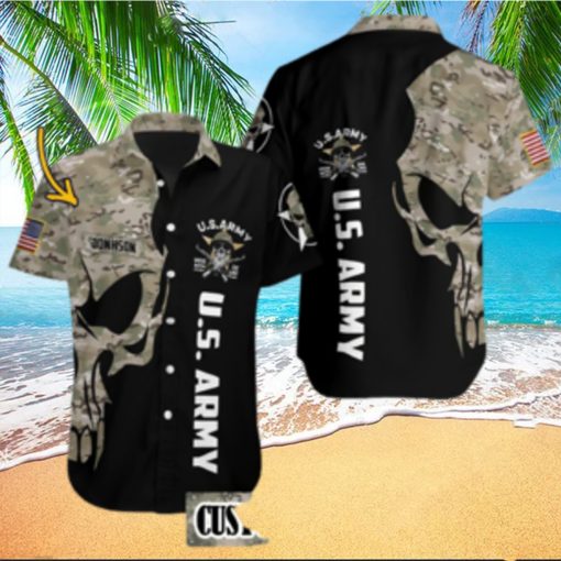 Us Army Digital Camo Skull Custom Hawaiian Aloha Shirt