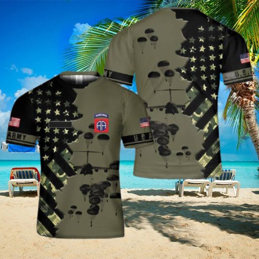 Us Army Paratroopers With The 82nd Airborne Division Parachute 3D T Shirt