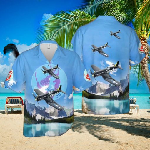 Us Marine Corps Vmf 211 Wake Island Avengers F4u Hawaiian Shirt